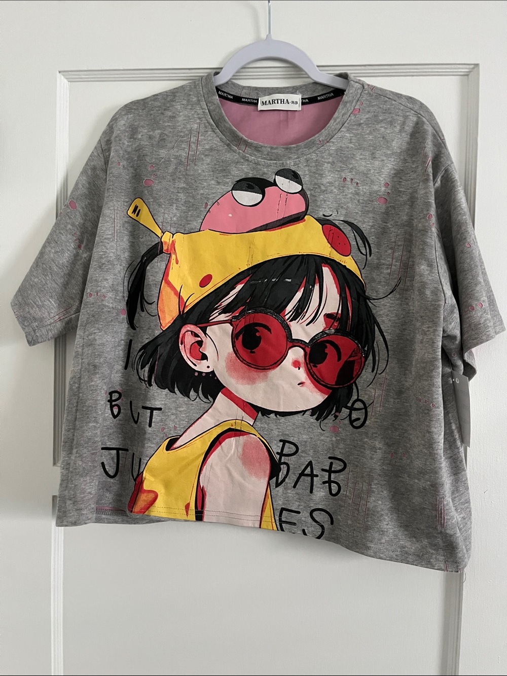 MARTHA Graphic Tee with Yellow & Red Cartoon Print